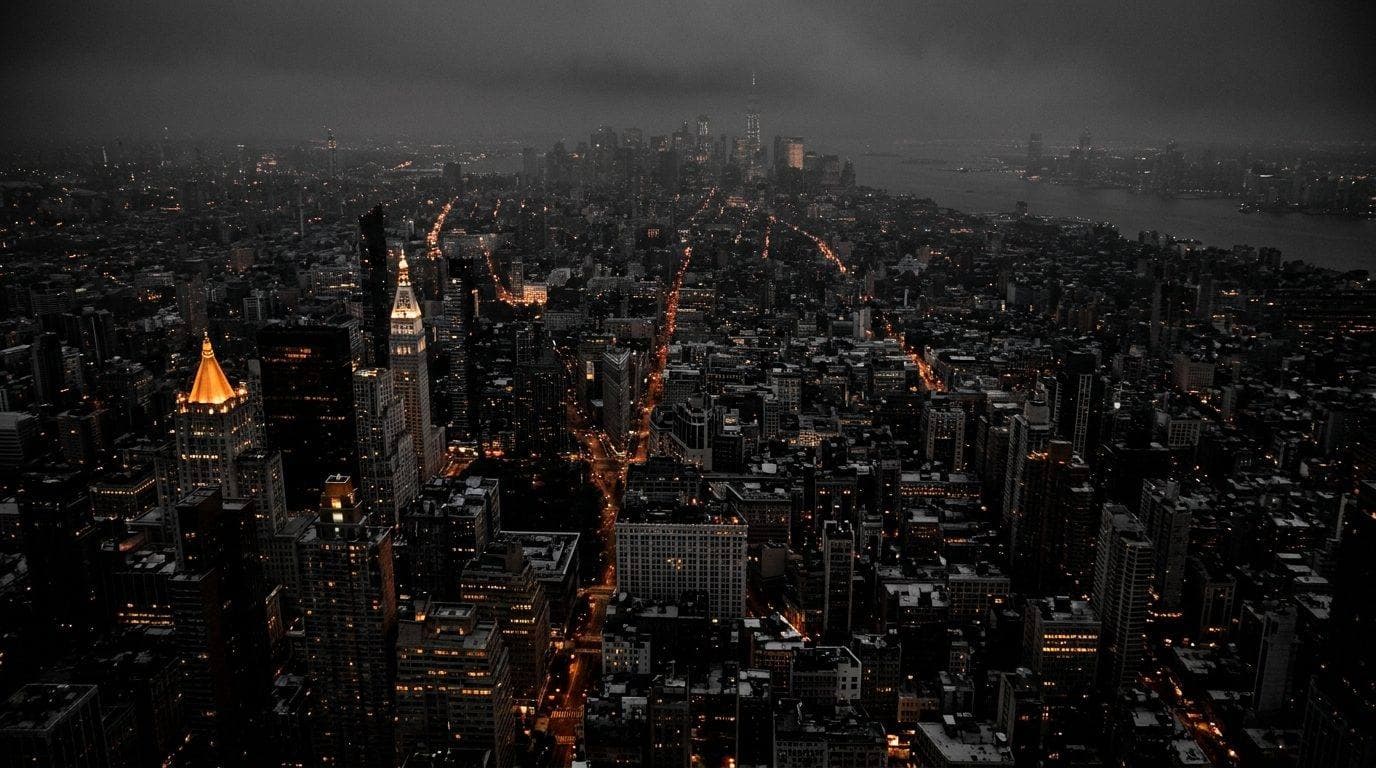 A city at night from far above
