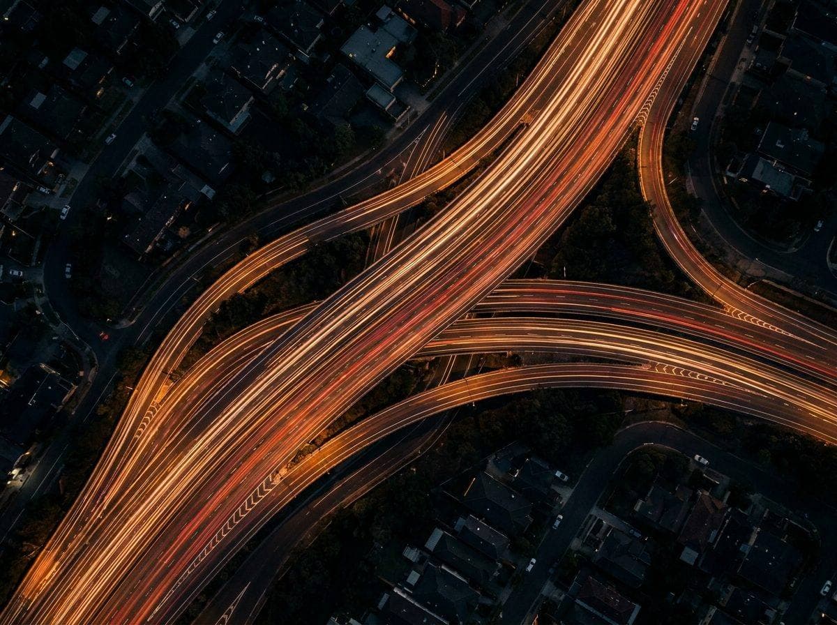 Light trails seen from above