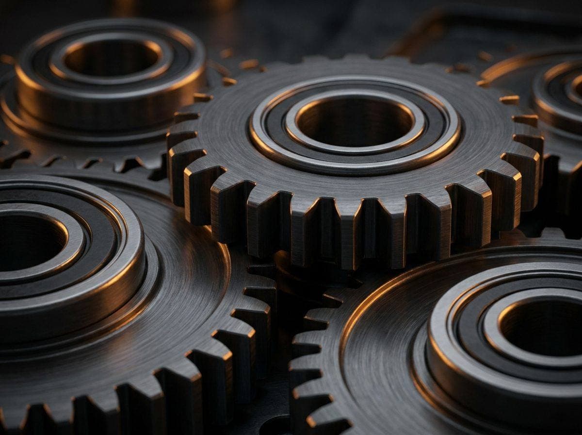 Machined metal parts, close up