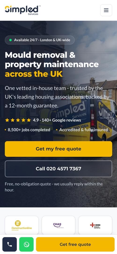 Simpled Services on a phone